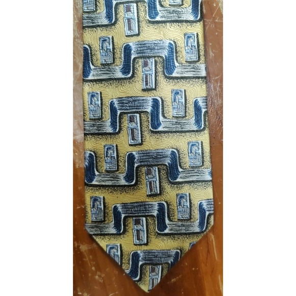 Neck Tie Oleg Cassini Silk American Made‎ Cool Colors Geometric Abstract - Picture 1 of 11
